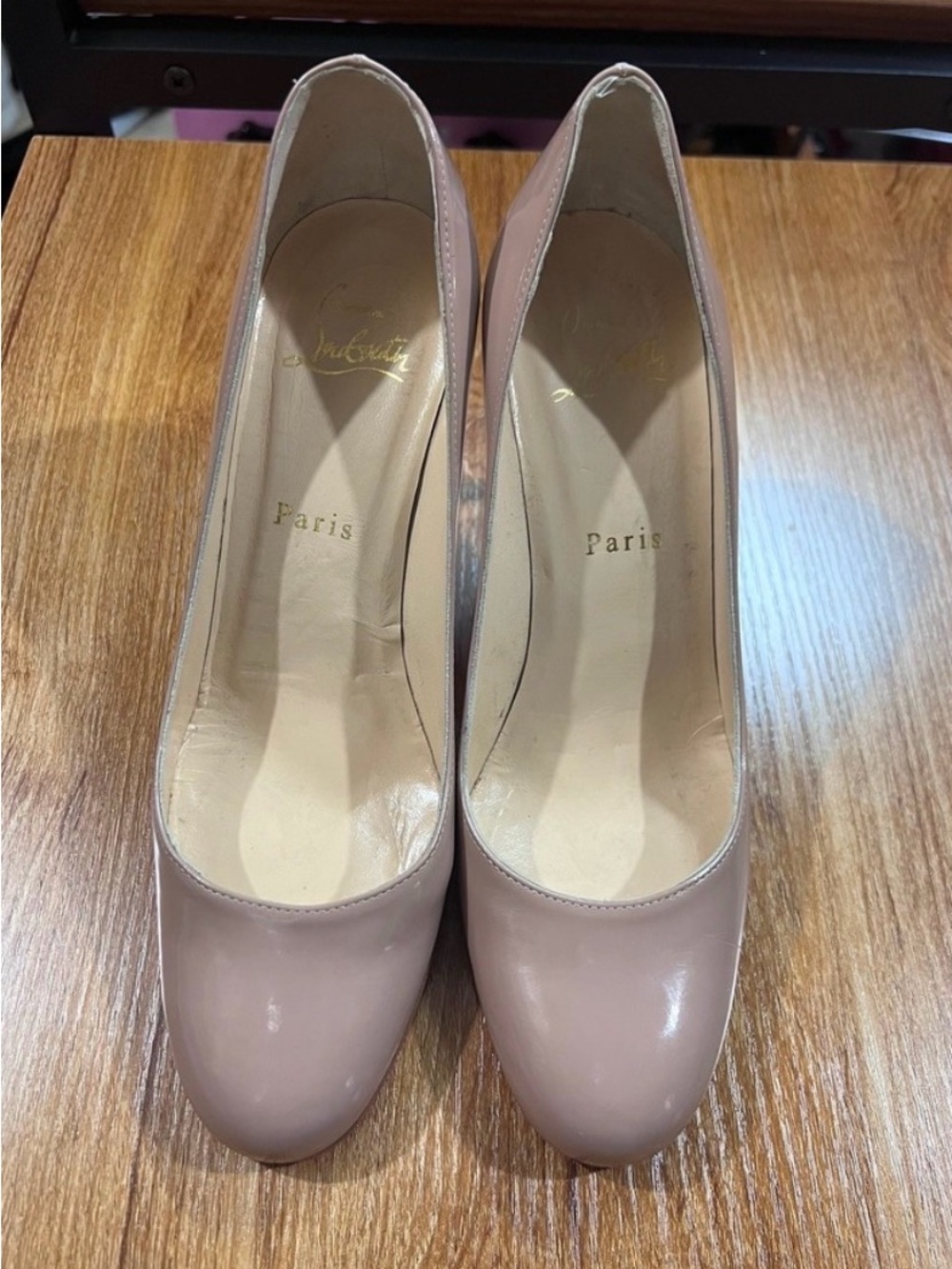 Christian Louboutin Blush Patent Leather Round-Toe Pumps